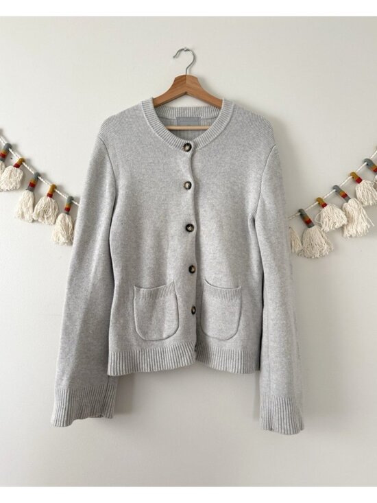 Modern Citizen Sweaters - Modern Citizen Eames Organic Cotton Wool Gray Flare Sleeve Cardigan Modest L